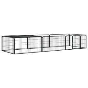 8-Panel Dog Playpen Black 39.4"x19.7" Powder-coated Steel