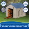 Deluxe Indoor & Outdoor Dog House for Medium/Large Breeds, Tan/Blue