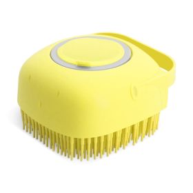 Pet Silicone Bath Massage Brush, Head Massager Filling Liquid Rubbing Artifact Massage Bath, Shampoo Brush (Color: Yellow)