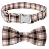 Plaid Dog Collar with Bow Pet Gift Adjustable Soft and Comfy Bowtie Collars for Small Medium Large Dogs